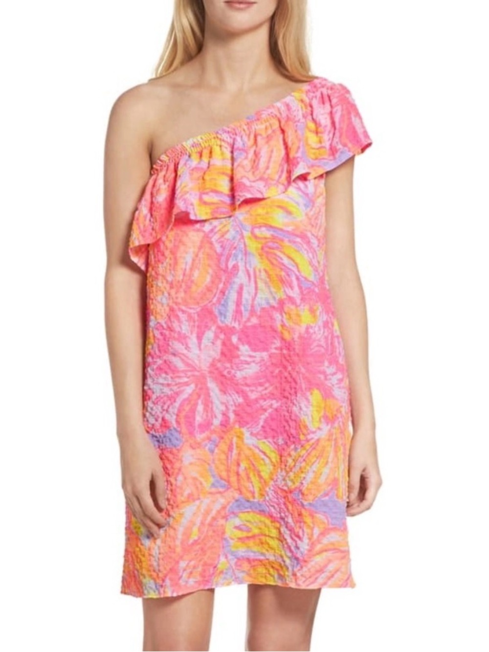 Lilly Pulitzer Emmeline One Shoulder Dress In Multi Sun Splashed small